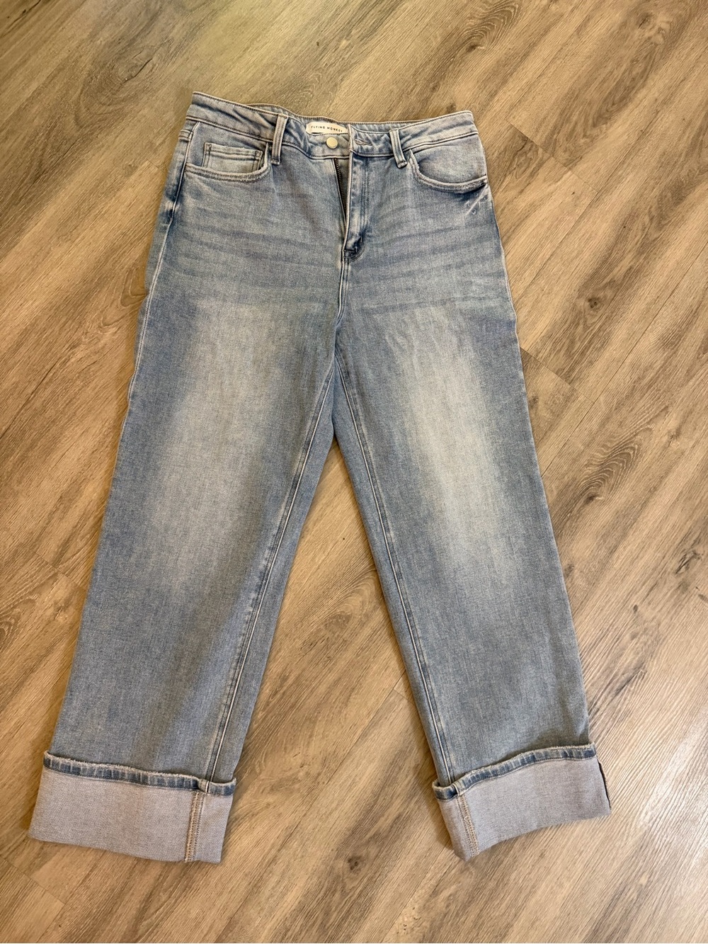 Flying Monkey Light Blue Boyfriend Jeans with Cuffed Hem NWOT